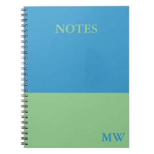Monogram Colour Block Notebook Sky Blue & Green