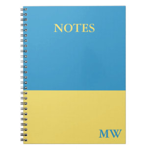 Monogram Colour Block Notebook Sky Blue & Yellow