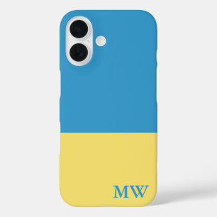 Monogram Colour Block Sky Blue & Yellow iPhone 16 Case