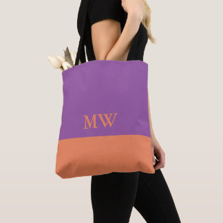 Monogram Colour Block Tote Bag Purple & Orange