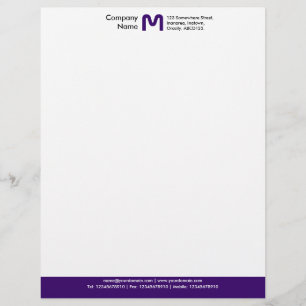 Monogram Colour Footer - Dark Purple Letterhead Design