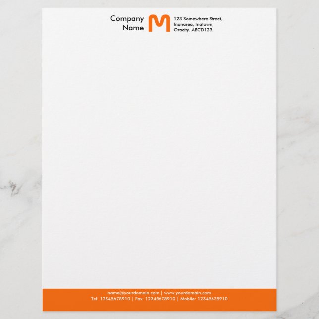 Monogram Colour Footer - Orange Letterhead (Front)