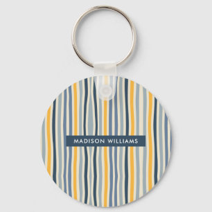 Monogram Coloured Lines Modern Minimalist Keychai Key Ring