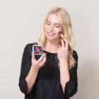 Monogram Colourful Abstract Gold Compact Mirror