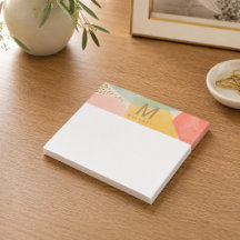 Monogram Colourful Abstract Shapes Post-It Notes