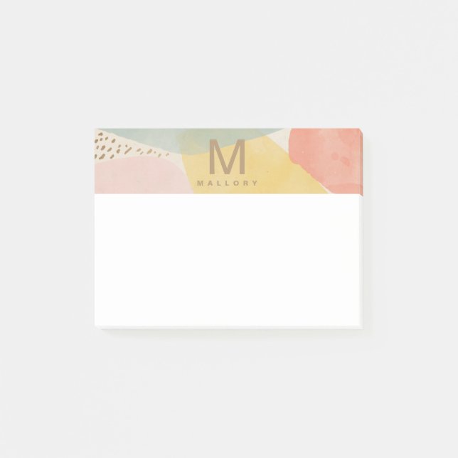 Monogram Colourful Abstract Shapes Post-It Notes (Front)