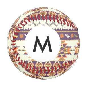 Monogram Colourful aztec pattern Baseball