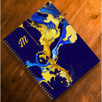 Monogram colourful blue yellow artist sketchbook notebook