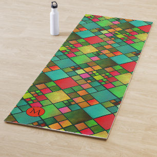 Monogram Colourful Chequered Pattern Yoga Mat