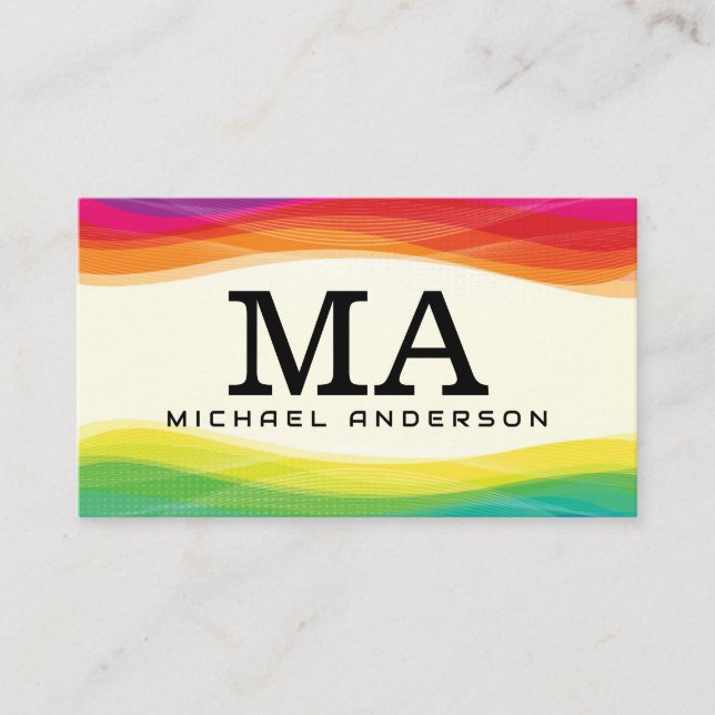 Monogram | Colourful Digital Background Business Card (Front)