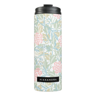 Monogram Colourful Floral Modern Vintage Green Pin Thermal Tumbler