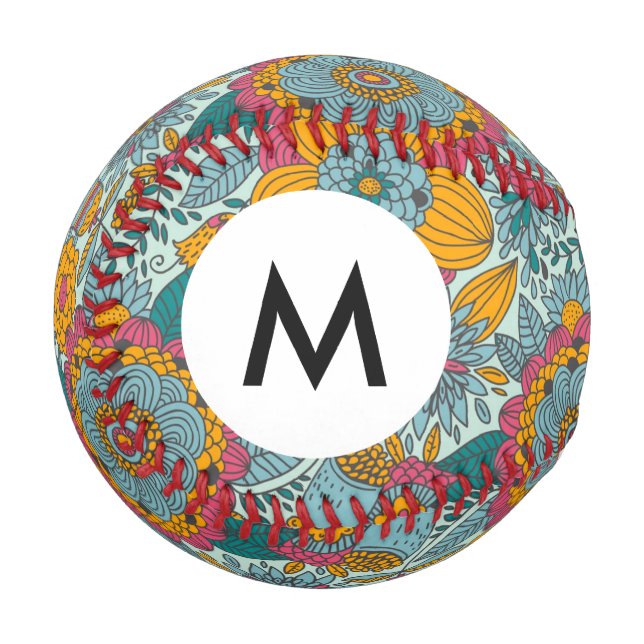 Monogram Colourful floral pattern Baseball (Front Left)