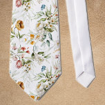 Monogram Colourful Floral Pattern on White Neck Ti Tie<br><div class="desc">[The printed monogram will be centred and straight, unlike shown in the mock-up photo.] This is a standard size tie with a colourful Dutch Golden Age floral pattern on a white background. Easily change the printed monogram initials, using the Template provided. Dimensions are 55" long, 4" at widest point, monogram...</div>