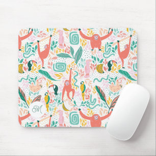 Monogram Colourful Happy Jungle Animals Mouse Mat