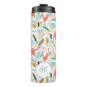 Monogram Colourful Happy Jungle Animals Thermal Tumbler