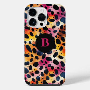 Monogram Colourful Modern Leopard Print iPhone 14 Pro Max Case