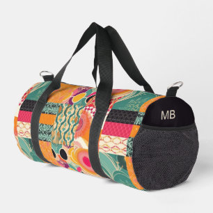 Monogram Colourful Modern Patchwork Pattern Duffle Bag