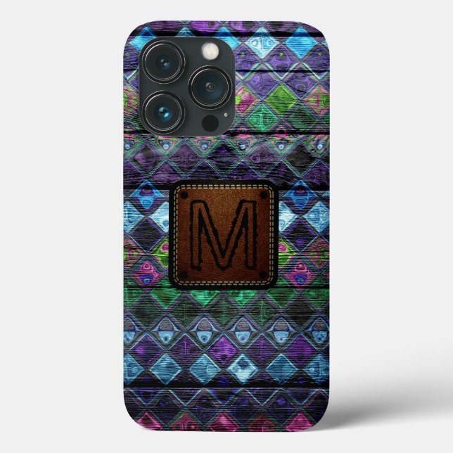 Monogram Colourful Mosaic Pattern Case-Mate iPhone Case (Back)