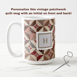 Monogram Colourful Patchwork Quilt Coffee Mug