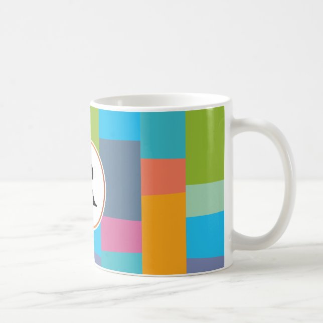 monogram & colourful patterned coffee mug (Right)