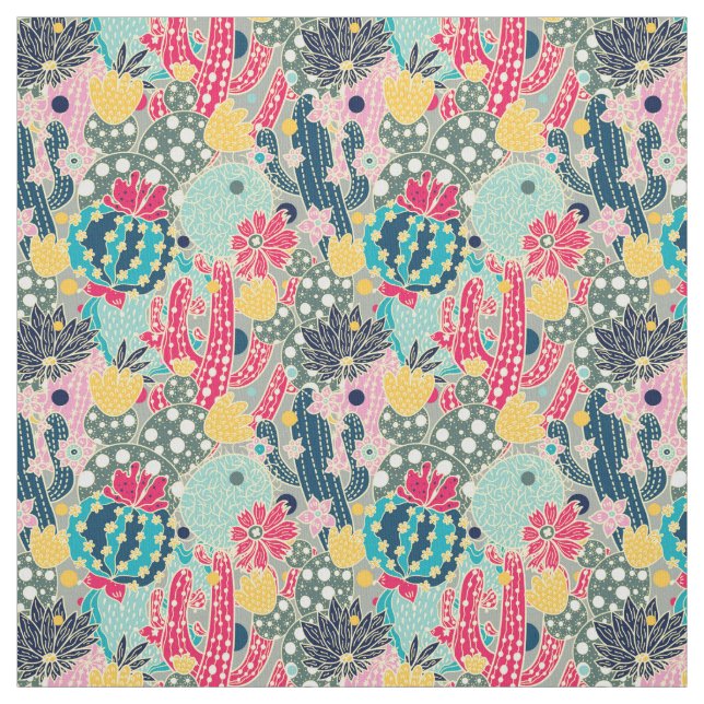 Monogram | Colourful Polka Dot Cactus Pattern Fabric (Swatch)