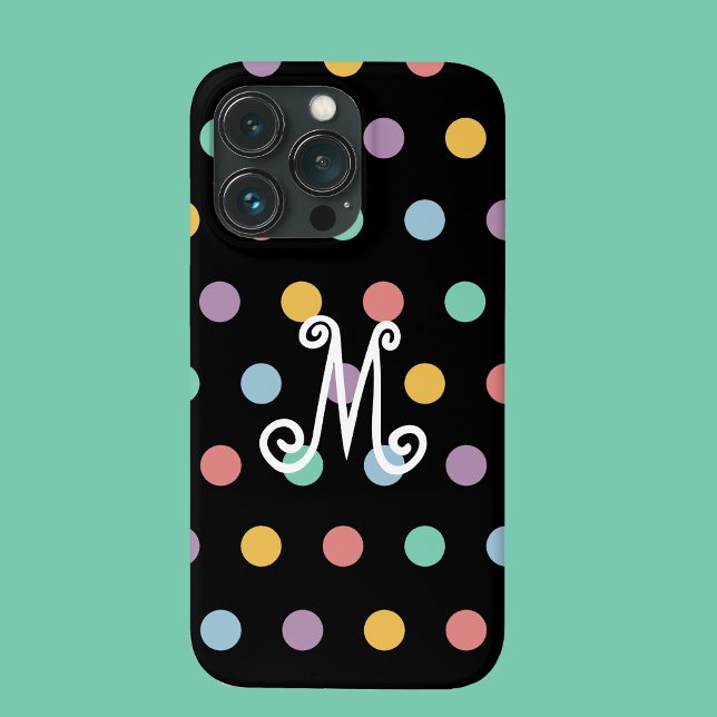 Monogram Colourful Polka Dots Case-Mate iPhone Case (Creator Uploaded)