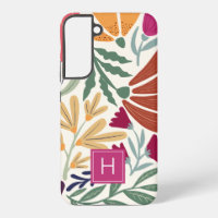 Monogram Colourful Retro Floral Boho