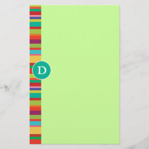 Monogram Colourful Stripes Customisable Stationery