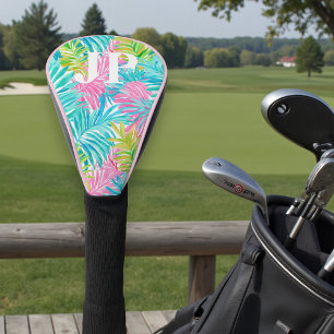 Monogram Colourful Tropical Leaves Custom Golf Head Cover
