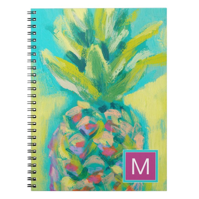 Monogram | Colourful Tropical Pineapple Notebook (Front)