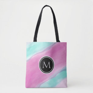 Monogram Colourful Watercolor Tote Bag