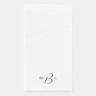 Monogram Combo Font White Wedding Napkins