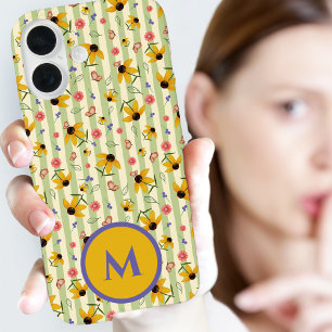 Monogram Coneflower Butterfly Floral Patterned iPhone 16 Case