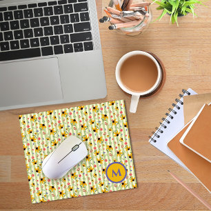Monogram Coneflower Butterfly Floral Patterned Mouse Mat