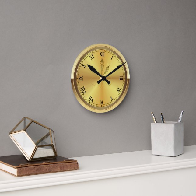 Monogram Contemporary Gold Round Clock (Office)