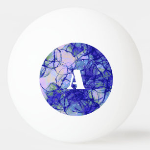 Monogram Cool Blue Abstract Art Ping Pong Ball