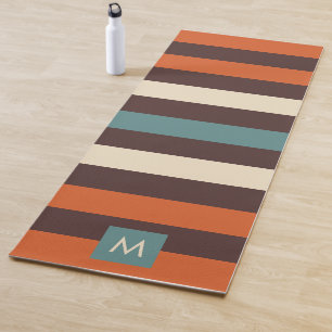 Monogram Cool Colorful Retro Stripes  Yoga Mat