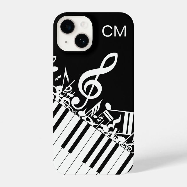 `Monogram cool Musical Notes and Piano Keys iPhone Case (Back)