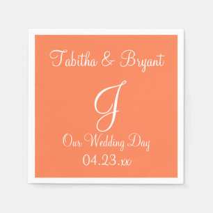 Monogram Coral Classy Colourful Paper Napkins