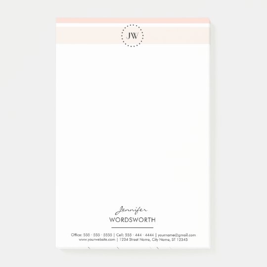 Monogram Coral Pastel Professional Post-it® Notes