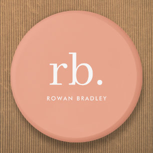 Monogram Coral Peach Elegant Feminine Minimalist 6 Cm Round Badge