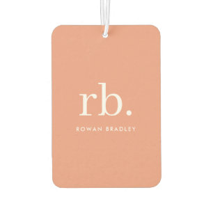 Monogram Coral Peach Elegant Feminine Minimalist Car Air Freshener