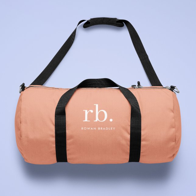 Monogram Coral Peach Elegant Feminine Minimalist Duffle Bag (Creator Uploaded)