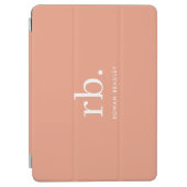 Monogram Coral Peach Elegant Feminine Minimalist iPad Air Cover (Front)