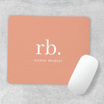 Monogram Coral Peach Elegant Feminine Minimalist Mouse Mat<br><div class="desc">A minimalist monogram design with large typography initials in a classic font with your name below on a feminine coral peach background. The perfectly custom gift or accessory!</div>