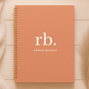 Monogram Coral Peach Elegant Feminine Minimalist Notebook