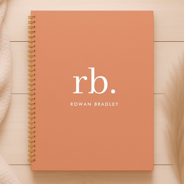 Monogram Coral Peach Elegant Feminine Minimalist Notebook (Creator Uploaded)