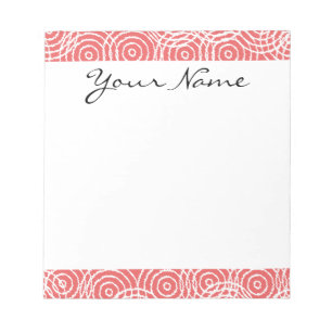 Monogram Coral Pink Ikat Circles Geometric Pattern Notepad
