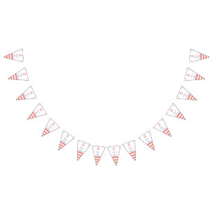 Monogram Coral Pink Nautical and Navy Blue Wedding Bunting