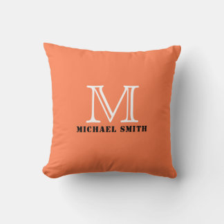 Monogram Coral Solid Color Background Cushion